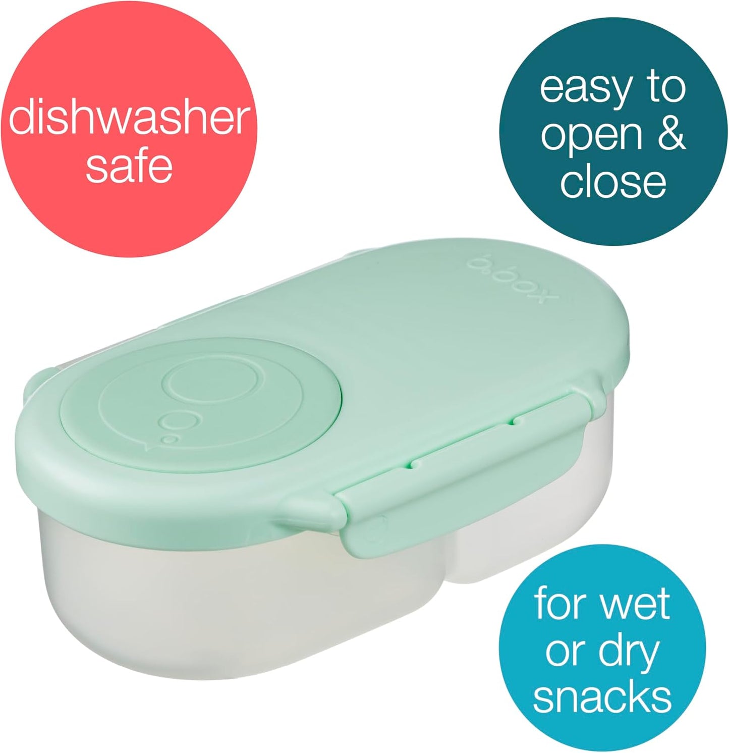 b.box Snack Box 2-Pack - Leak Proof Mini Bento Box for Kids & Toddlers, 2 Compartment Snack Containers for Kids, Dishwasher Safe, BPA-Free, PFAS-Free, Ages 4mo+, 1 3/4 Cup Each (Strawberry + Lilac)
