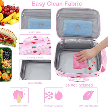 RHCPFOVR Kids Lunch Bag - Insulated Lunch Box for Boys Girls,Washable Lunch Bag and Reusable Toddler Leak-proof Lunchbox for School and Daycare - Colors B