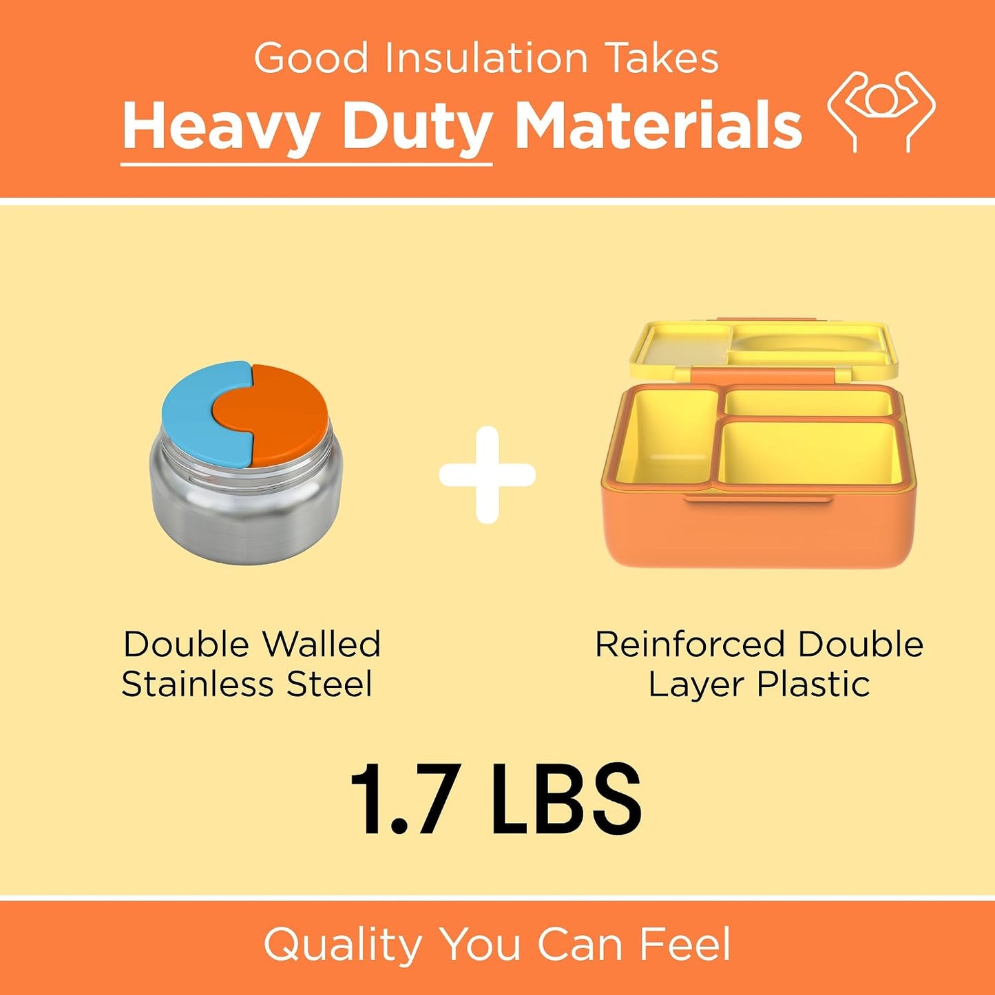 OmieBox Bento Box for Kids - Insulated Bento Lunch Box with Leak Proof Vacuum Insulated Food Jar - 3 Compartments, Two Temperature Zones (Blue Sky)