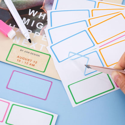 480 Pcs Dry Erase Labels, Dry Erase Stickers, Waterproof Sticker Labels, Removable Labels Easy Peel Off, Reusable Sticky Notes for Food Containers, Office (Retro, Small)