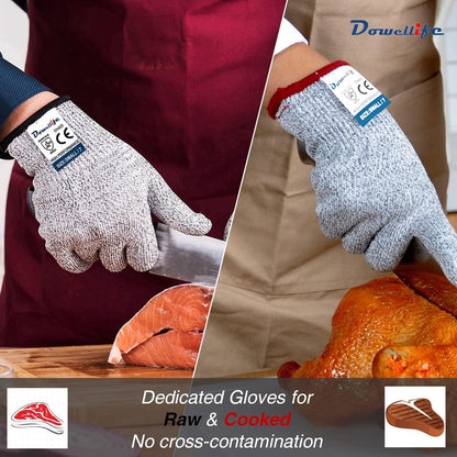 Dowellife Cut Resistant Gloves Food Grade Level 5 Protection, Safety Kitchen Cut Gloves for Chef Oyster Shucking Mandolin Knife Butcher Meat Cutting
