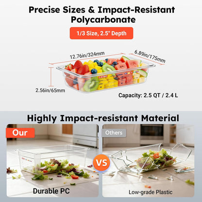 6-Pack Clear Polycarbonate Handled Lids for 1/6 Size NSF Food Pans