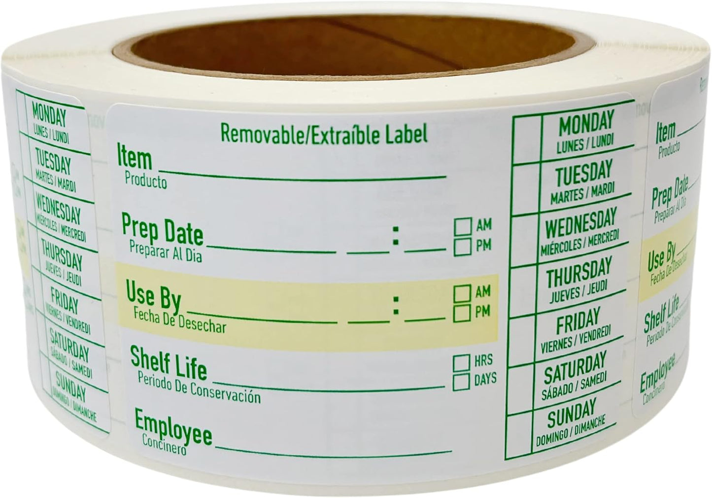 2x3 Removable Freezer Food Labels Stickers for Containers, 500 Waterproof Label Stickers for Jars, Removable Labels for Storage Bins, with Easy Peel-Off (500, Green)