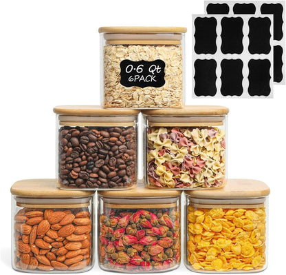 ComSaf 2Pcs Large Glass Storage Containers with Lids 4Qt, 1 Gallon Wide Mouth Flour Sugar Storage Containers, Large Capacity and Sealed for Rice, Cereal, Oat, Easy Clean and Scoop, Pantry Organization