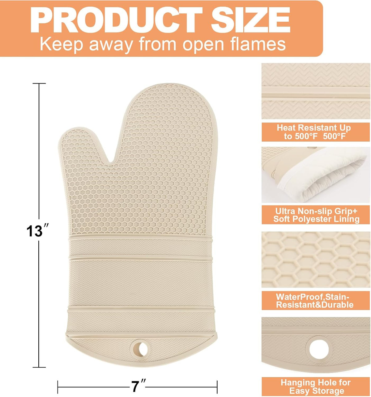 Yutat Silicone Oven Mitts - Oven Mitts and Pot Holders Sets Made of Non-Slip & BPA-Free Silicone, High Heat Resistant 500 Degrees, Perfect for Kitchen Cooking Baking BBQ, Peak Green