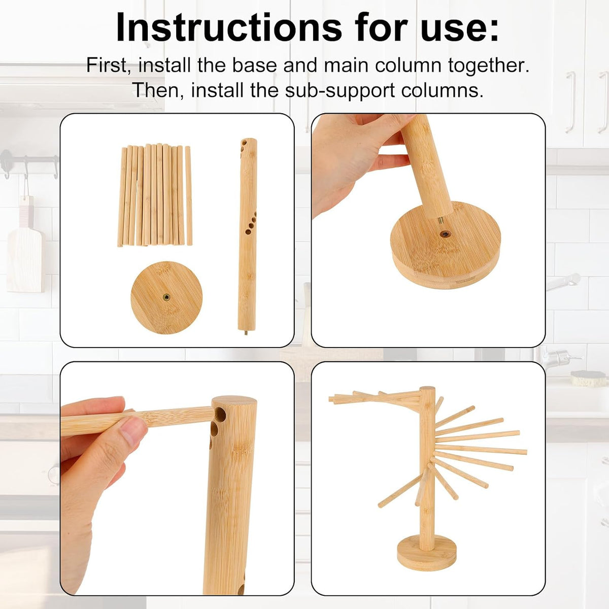 NQEUEPN Pasta Drying Rack with Transfer Wand, Noodle Drying Stand