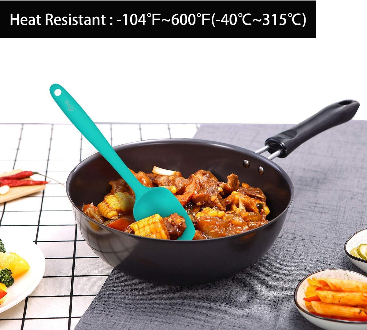 5-Pack Silicone Spatula Set – Heat-Resistant Baking, Cooking & Mixing Tools, Seamless Design, Non-Stick & Easy to Clean, Aqua Sky