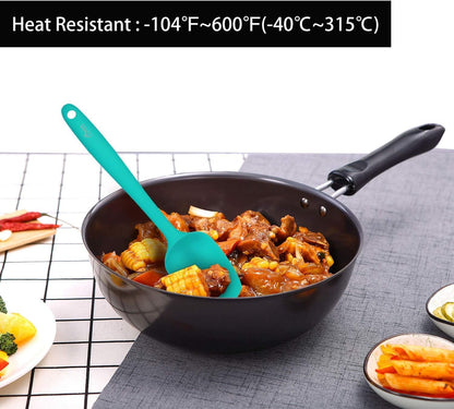 5-Pack Silicone Spatula Set – Heat-Resistant Baking, Cooking & Mixing Tools, Seamless Design, Non-Stick & Easy to Clean, Aqua Sky