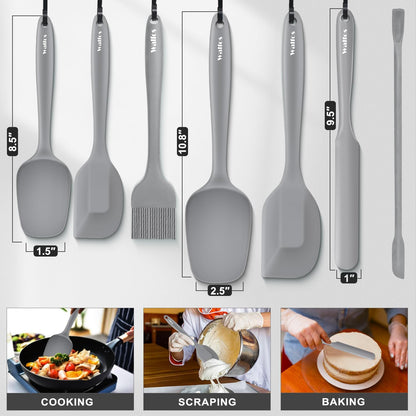 Walfos 600°F High Heat Resistant Silicone Spatula Set of 5- Food Grade Rubber Spatula Set for Baking Cooking & Mixing - BPA Free, Non Stick and Dishwasher Safe,black