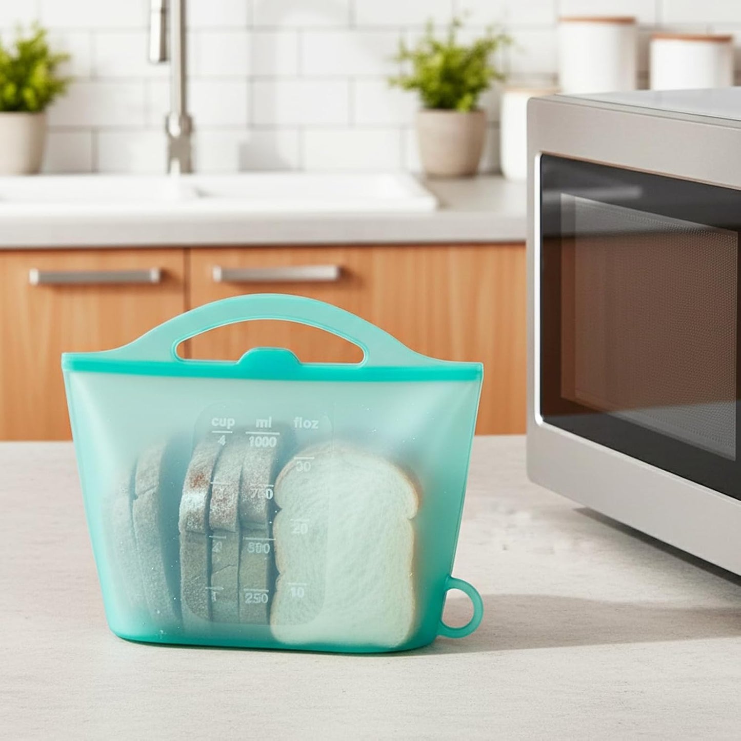 3-Piece Silicone Food Storage Containers Set Leakproof Reusable Kitchen Pantry Freezer Organization Stackable(Transparent)