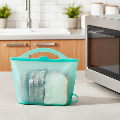 3-Piece Silicone Food Storage Containers Set Leakproof Reusable Kitchen Pantry Freezer Organization Stackable(Transparent)