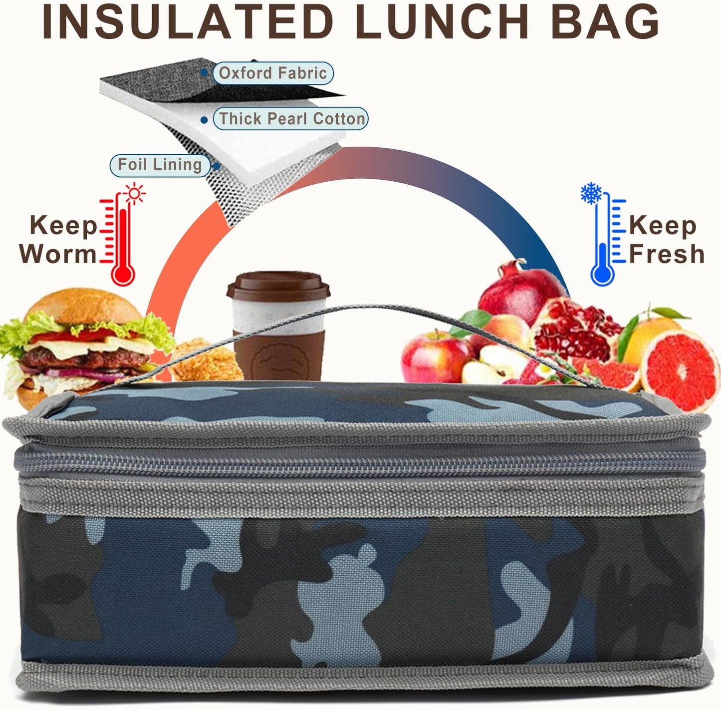 FlowFly Small Insulated Lunch box Portable Soft Bag Mini Cooler Thermal Meal Tote Kit with Handle for Work & School, Black