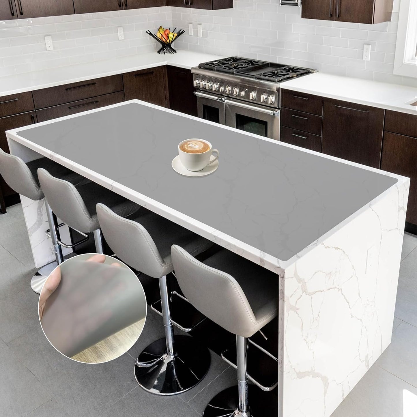 Silicone Mats for Kitchen Counter, 47.3"x23.6"x0.08" Largest Heat Resistant Mat Kitchen Island Waterproof 2MM Thick Countertop Protector Mat Nons-slip Extra Large Counter Mat (Black)
