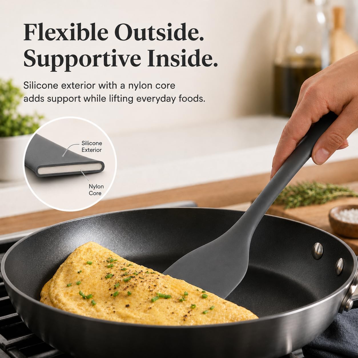 Silicone Cooking Utensil Set with Holder & Spoon Rest, -22°F to 446°F Heat Resistant Kitchen Utensils Set, Nonstick Cookware Safe Spatula Set, Spoon, Ladle, Tongs, Whisk, Pasta Server, Gray