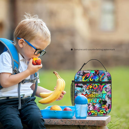 Boys Lunch Box for School Insulated Football Lunch Bag for Kid Boys Girls Teen Bento Boxes to School Office Picnic Travel Hiking Lunchbag Waterproof Leakproof with Adjustable Shoulder Strap