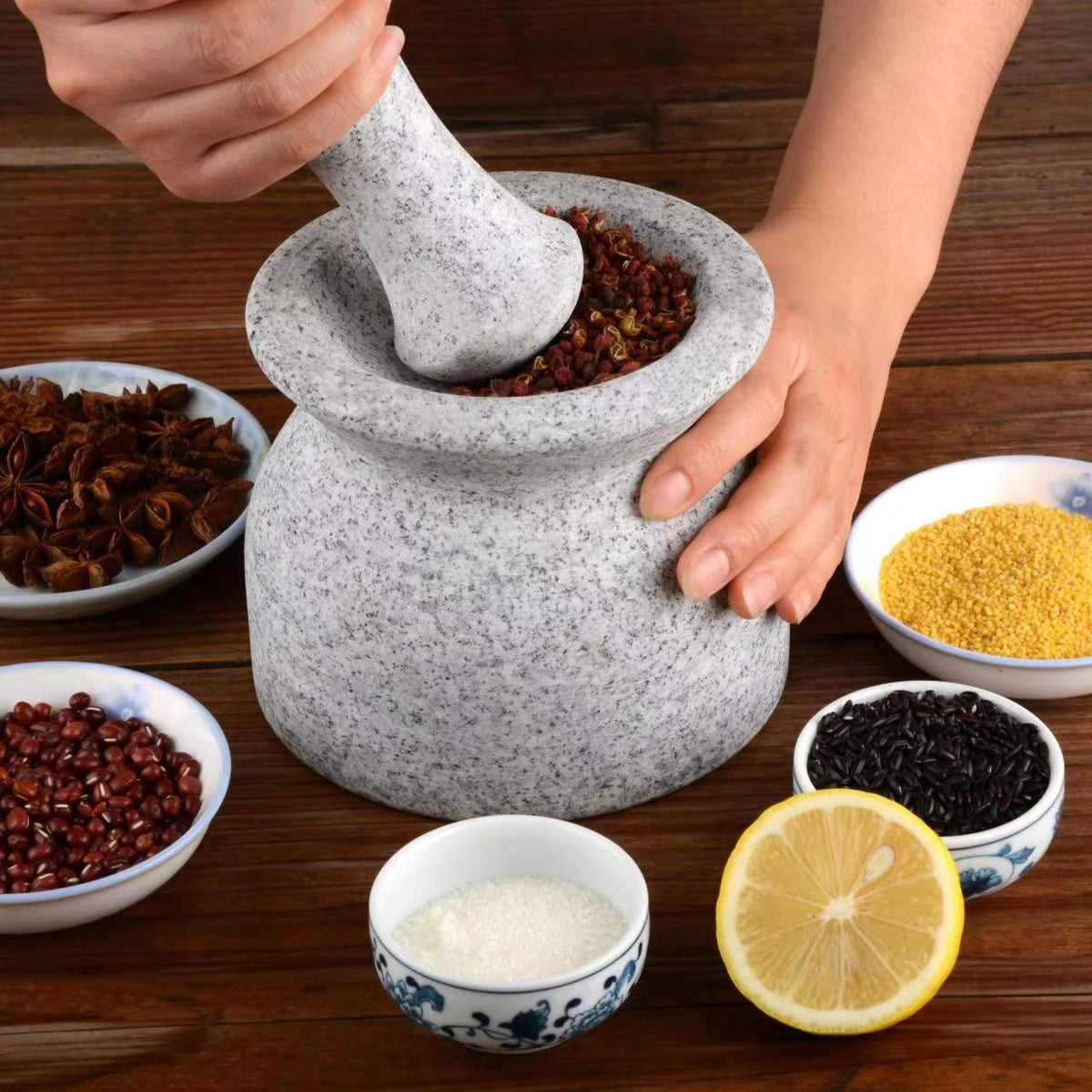 Tianman Marble Replacement Pestle 5.9" Length Polished, Use Pestle on Both Ends (Only Pestle Mortar Not Included) (Grey Marble Polished)