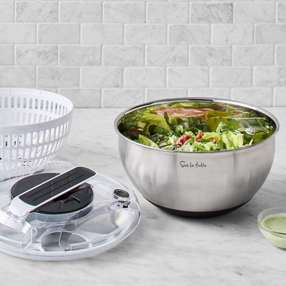 Sur La Table Stainless Steel Salad Spinner, Silver