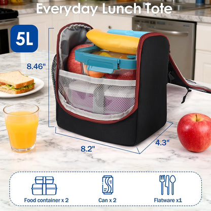 Genteen Kids Lunch Box, Insulated Lunch Bag for Kids, Toddler, Girl, and Boy; Holds Lunch Box, Water Bottle, & Snacks; Easy-Clean Water-Resistant Fabric & Multiple Zippered Pockets (Yellow Blue)