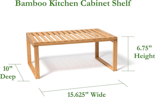 Lipper International Bamboo Kitchen Cabinet Shelf for Organizing a Pantry, Countertop, or Bathroom, 15 5/8" x 10" x 6 1/4"