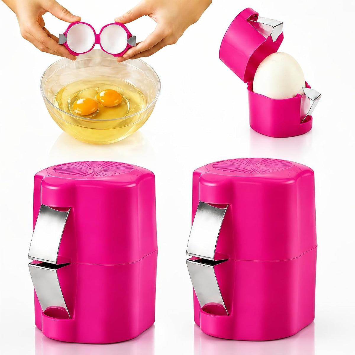 Egg Shell Opener, 2-in-1 for Raw & Boiled Eggs，Orange