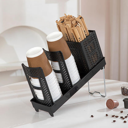 Tirifer Cup and Lid Holder, Disposable Paper Cup Dispenser with Stand, 6 Slots Coffee Cup and Lid Storage Organizer for Coffee Station Bar Office Home Countertop Breakroom Restaurant