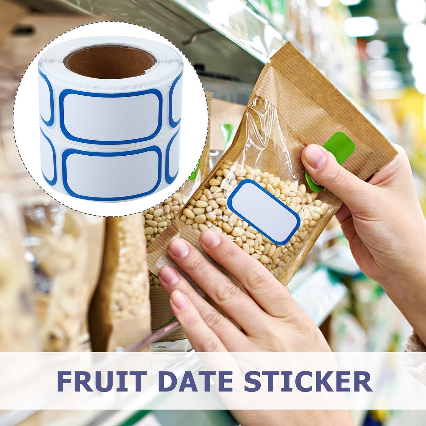 VILLCASE 6 Rolls Date Label Stickers for Food Storage Containers Removable Message Labels with Easy-Peel Paper Surface Non-Residue Date Decals for Kitchen Refrigerator Freezer Organization