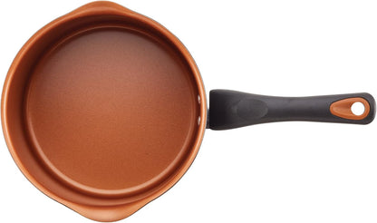 Farberware Glide Copper Ceramic Nonstick Straining Sauce Pan, 3-Quart