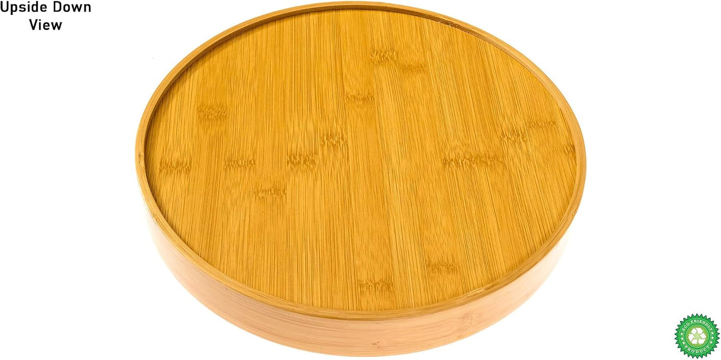 Divided Serving Tray - Bamboo with Acrylic Glass Lid - Appetizer Party Platter - Perfect for Serving Dishes, Serving Platters, Chip and Dip Tray, Veggie Tray, Or Taco Toppings Serving Tray Circle 12"