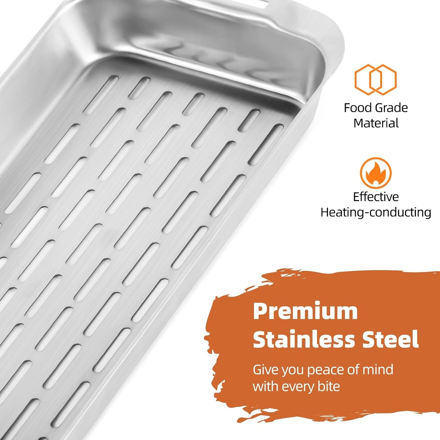 Grill Basket Set, 3-Piece Stainless Steel Grill Topper Pans for Outdoor Grill with BBQ Prep Tray, Grilling Baskets Barbecue Accessories for Vegetables, Fish, Meat, and Seafood