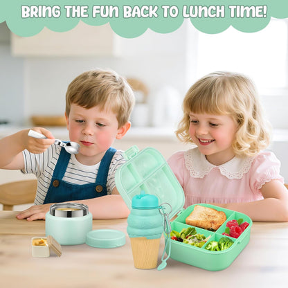Lunch Box Kids, Leak Proof 5 Compartment Bento Box for Kids, 13oz Thermo for Hot Food Kids Lunch Box,Hot Lunch Box for School Travel