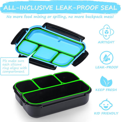 QQKO Bento Lunch Box for Kids Girls Boys, Toddler Kids Lunch Boxes for School, Lunch Containers for Adults with 4 Compartments, Sauce Container, Utensils, Food Picks and Muffin Cups, Purple