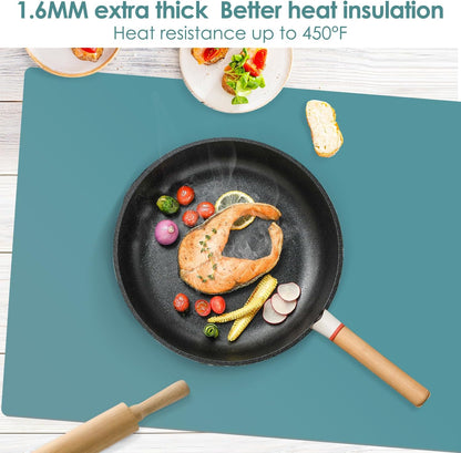 Extra Large Silicone Mat, 31.5x23.6 Inch Heat Resistant Mat for Kitchen Counter, Non Stick Silicone Baking Mat for Dough and Pastry, Thick Silicone placement Countertop Protector, Black countertop mat
