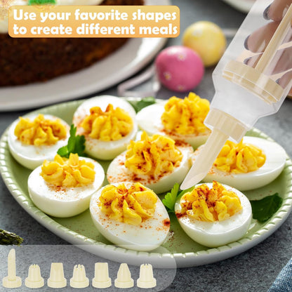 3 Pack Deviled Egg Containers with Lid and 8 Pcs Deviled Egg Injector Piping Tool, Egg Organizer for Refrigerator, Fridge Stackable Countertop Portable Egg Platter (pink,blue,green)
