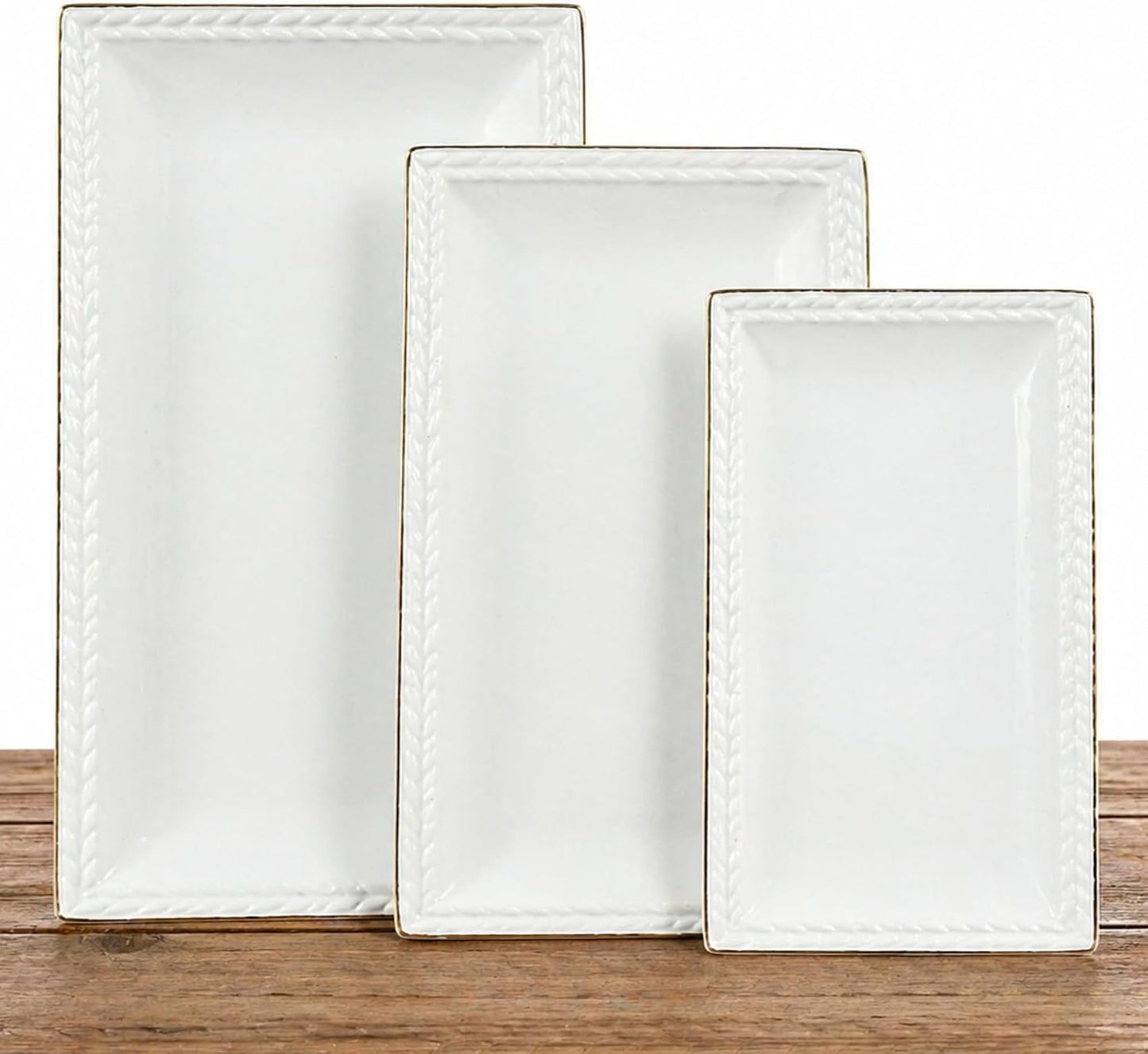 Kassel Ceramic Serving Platter Set | 14”/12”/10” Oval Serving Trays for Entertaining at Parties and Weddings | Oven Safe Large Serving Trays for Tacos, Steak, and Cake