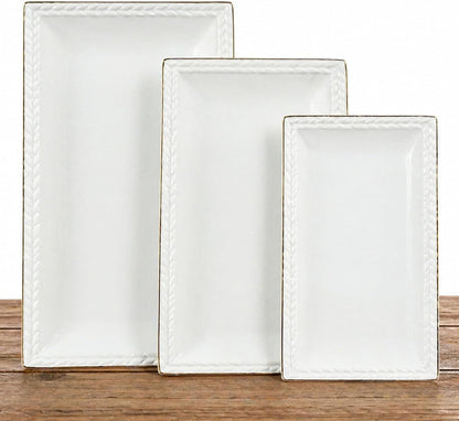 Kassel Ceramic Serving Platter Set | 14”/12”/10” Oval Serving Trays for Entertaining at Parties and Weddings | Oven Safe Large Serving Trays for Tacos, Steak, and Cake