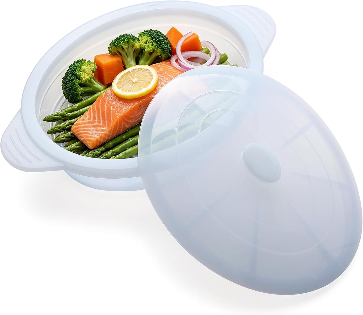Silicone Microwave Steamer Collapsible Cooker for Vegetables Fish Prep Meal