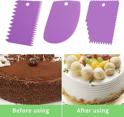 Cake Scraper, 6 Pcs Cake Smoother Scraper, Dough Scraper Blue
