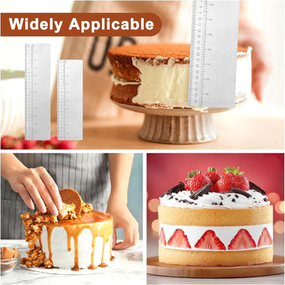 2 PCS Stainless Steel Cake Scraper Set with Scale, 10 & 12 Inch