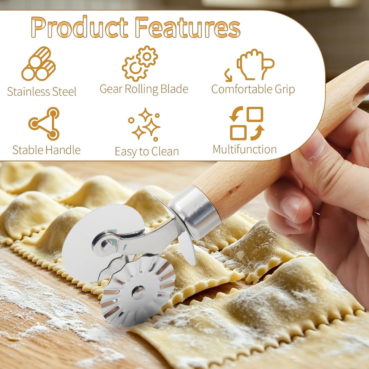 Double Wheel Dual-Head Pastry Cutter, 1Pcs