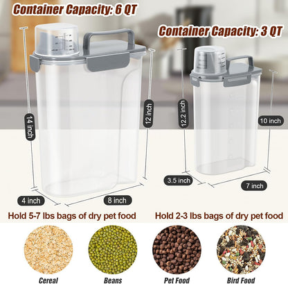 TBMax Pet Food Storage Containers 2 Pack 8-10 Lbs Airtight Dog Food Container Dispenser with Large Spout & Portable Handle, Travel Dog Treat Cat Food Storage Bin Bird Seed Container
