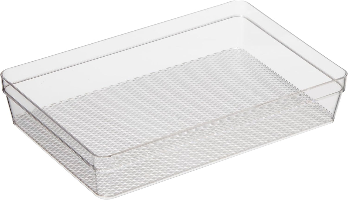 Oggi Clear Drawer Organizer - 3" X 12.5" - Ideal for Organizing Kitchen Drawers, Office, Desk, Silverware, Kitchen Utensils, Cosmetics and Bathrooms