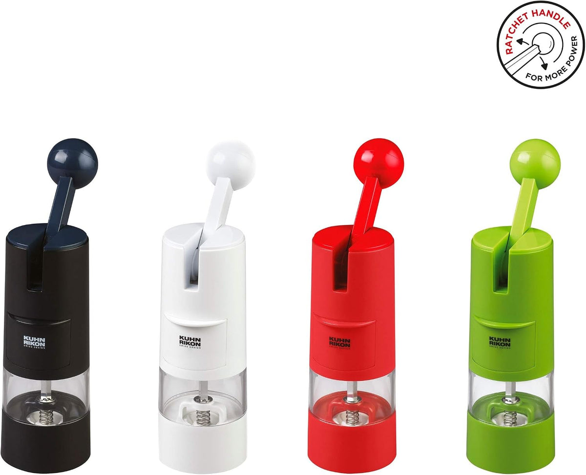 Kuhn Rikon Adjustable Ratchet Grinder with Ceramic Mechanism for Salt, Pepper and Spices, 8.5 x 2.25 inches, Black