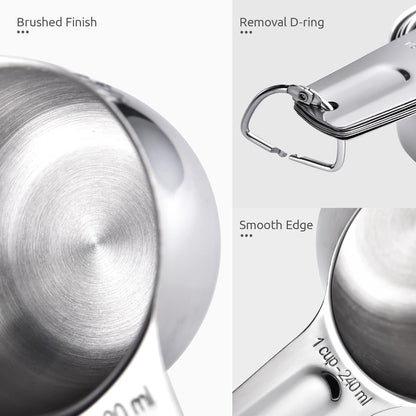 Measuring Cups, U-Taste Magnetic Measuring Cups and Spoons Set of 13 in 18/8 Stainless Steel: 7 Measuring Cups and 5 Measuring Spoons with 1 Professional Magnetic Measurement Conversion Chart