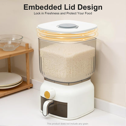 Rice Dispenser, 6kg/13.23 lbs Large Grain Storage Container Sealed Moisture Proof with Cup, Time Scale, Top Box, Kitchen Pantry Household Cereal Dispenser Bucket for Rice Beans Grains Dry Food