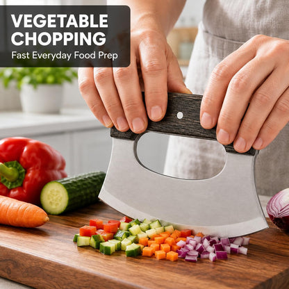 Handmade Ulu Knife Pizza Cutter Mezzaluna Knife