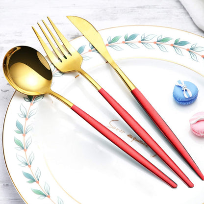 Portable Travel Utensils Set, 18/8 Stainless Steel 3 PCS Cutlery Set Including Knife Fork and Spoon, Reusable Travel Silverware Set with Case for Lunch Box Camping School Office
