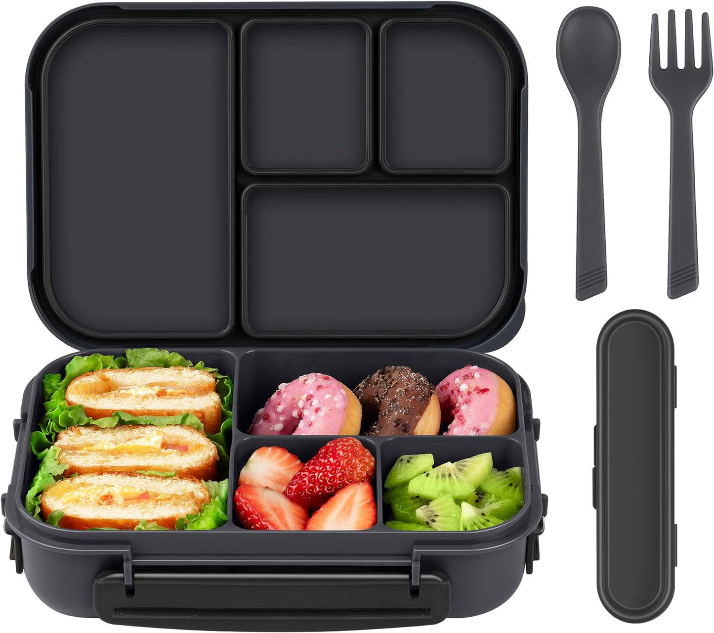 Amathley Lunch Box Kids,Bento Box Adult,Leakproof Lunch Containers for Adults/Kids/Toddler,1200ML-4 Compartments bento Lunch box with Utensil,Microwave & Dishwasher & Freezer Safe (Pink Berry)