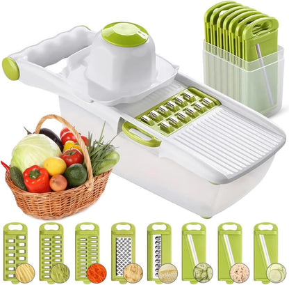 Mandoline Slicer for Kitchen, Adjustable Mandoline Food Slicer, Vegetable Slicer, Potato, Onion, Cucumber, Veggie Slicer, Multifunctional Vegetable Chopper with Container, Essential Kitchen Gadgets