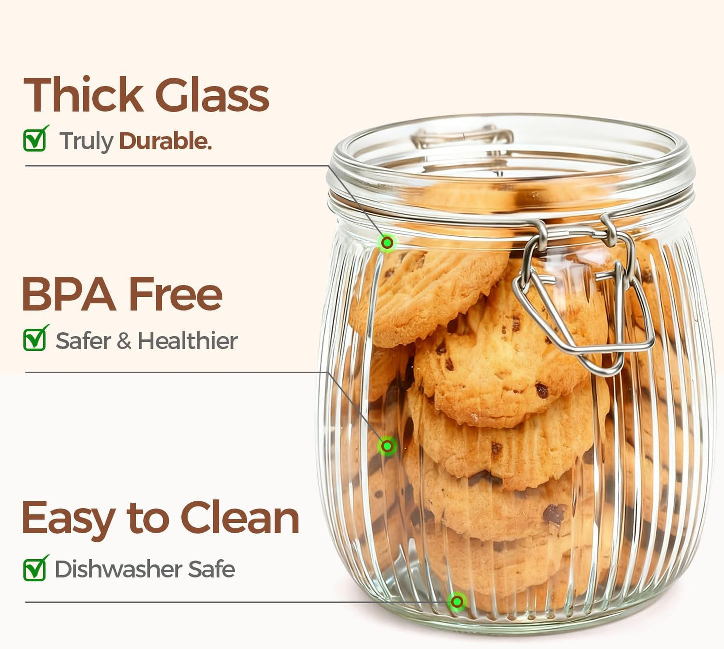 ComSaf 6-Pack 17oz Short Glass Jars for Drawers, Small Airtight Food Canisters for Spices, Nuts & Kids Snacks, Pint Sized Canning Jar Set for Jams, Pickles & Pantry Organization