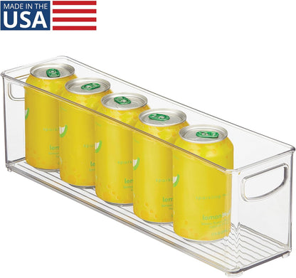InterDesign iDesign Plastic Stackable Pantry Bin - Storage Bin with Handles for Cabinets or Fridge - Set of 2 - Clear